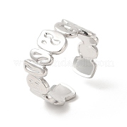 304 anillo de puño abierto ovalado torcido de acero inoxidable para mujer RJEW-E063-27P