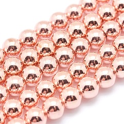 Electrochapa no-granos de hematites sintético -magnéticos hebras, aaa grado, Plateado de larga duración, redondo, chapado en oro rosa, 2mm, agujero: 1 mm, aproximamente 185 pcs / cadena, 15.7 pulgada (40 cm)