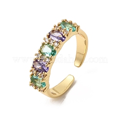 Манжеты из латуни с микро паве кубический цирконий для женщин&nbsp;RJEW-K312-07G