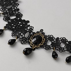 Ожерелья-чокеры с цветочным кружевом&nbsp;NJEW-WH0020-54F