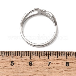 Bagues en acier inoxydable 304 micro pavé de zircones cubiques pour femmes&nbsp;RJEW-A104-01P