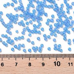 12/0 FGBグレードAラウンドガラスシードビーズ  透明なつや消しスタイル  ABカラーメッキ  ドジャーブルー  2x1.5mm  穴：0.8mm  約30000個/袋&nbsp;SEED-Q010-M545