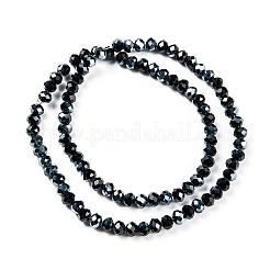 電気メッキガラスビーズセット  半分メッキ  虹メッキ  多面カット  ロンデル  ブラック  2.5x2mm  穴：0.4mm  約199個/連  13.4インチ（34cm）&nbsp;EGLA-A034-T1mm-K06