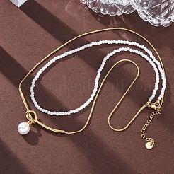 Двухслойные ожерелья из нержавеющей стали 304 NJEW-R026-28G