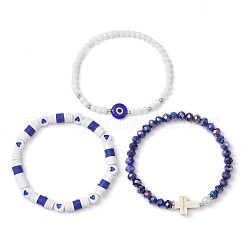 Комплект эластичных браслетов из полимерной глины&nbsp;BJEW-JB10675-02