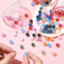 20шт круглые бусины из смолы с имитацией кошачьего глаза RESI-YW0004-43A