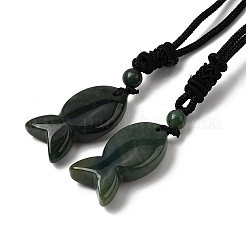 Подвеска в виде рыбы из натурального мохового агата&nbsp;NJEW-G185-01F