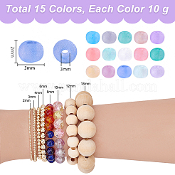150 г 15 цвета прозрачный матовый стеклянный круглый бисер&nbsp;GLAA-PH0003-08