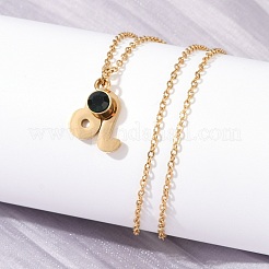 Ожерелья с подвеской в виде созвездия из нержавеющей стали 304 с дрелью из стекла и камнями рождения&nbsp;LS-STAS-D305-08G-E