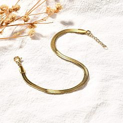 ユニセックス 304 ステンレススチール ヘリンボーン チェーン ブレスレット  カニカン付き  ゴールドカラー  7インチ（17.9cm）  4.3mm&nbsp;X-BJEW-O177-01A-G