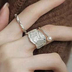 2 шт. 925 регулируемых кольца-манжеты из стерлингового серебра с натуральным пресноводным жемчугом круглой формы FS-WGC280C-03