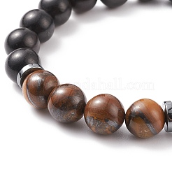 2 ensemble de bracelets extensibles en bois naturel&nbsp;BJEW-JB08255