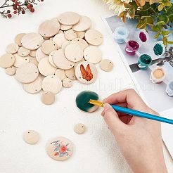 96 шт. 5 подвески из натурального дерева в форме круга WOOD-NB0001-83