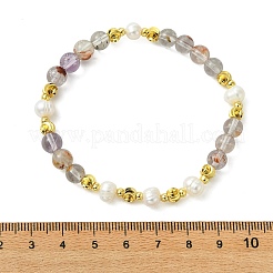 Bracelets extensibles ronds en quartz lodolite naturel&nbsp;BJEW-JB14060-03