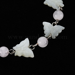 Papillon naturel nouveaux bracelets de perles de jade pour fille femmes&nbsp;BJEW-S145-002A