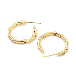 Серьги-пусеты из латуни c-образной формы с прозрачным фианитом EJEW-F326-16G