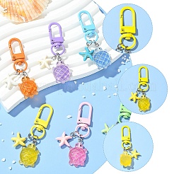 6 шт. подвесных украшений из светящейся смолы в виде черепахи&nbsp;HJEW-YW00192