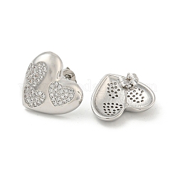 Серьги-гвоздики с прозрачным паве из латуни с кубическим цирконием EJEW-N054-49P