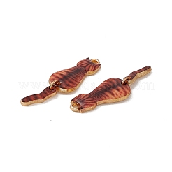 メッキ合金エナメルチャームラック  ライトゴールド  猫のチャーム  カラフル  34x10x2mm  穴：1.5mm&nbsp;X-ENAM-K050-01G