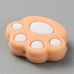 Perline focali in silicone ecologico per uso alimentare con stampa della zampa di gatto&nbsp;SIL-WH0012-040H