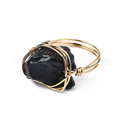 Плетеное кольцо на палец неправильной формы с натуральным драгоценным камнем G-S359-378