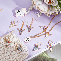 Маркеры петель с замком подвеска в виде головы быка из сплава эмали HJEW-AB00056