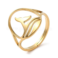 Ионное покрытие(ip) 304 нержавеющая сталь китовый хвост регулируемое кольцо для женщин RJEW-M149-01G