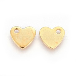 201 ステンレススチール スタンピング ブランク タグ ペンダント  ハート  ゴールドカラー  9.5x10.5x1.5mm  穴：1.9mm&nbsp;STAS-I100-10G