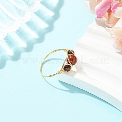 Fingerringe aus natürlichen Bernsteinperlen&nbsp;RJEW-JR01039-01
