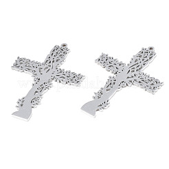 変色しない201ステンレススチールペンダント  クロス  ステンレス鋼色  49x35x1mm  穴：1.4mm&nbsp;STAS-N098-040P