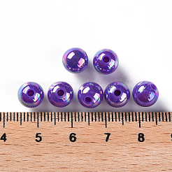 不透明なアクリルビーズ  ABカラーメッキ  ラウンド  ミディアムスレートブルー  8x7mm  穴：2mm  約628個/180g&nbsp;LS-MACR-S370-D8mm-31