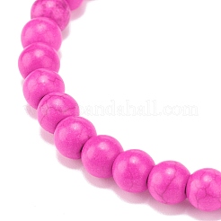 Pulsera elástica con cuentas de turquesa sintética (teñida)&nbsp;BJEW-JB08287-04