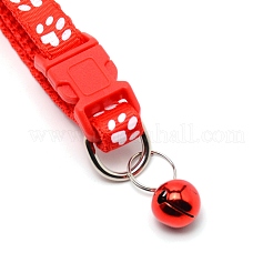 Fußabdruckmuster verstellbares Hunde-/Katzenhalsband aus Polyester&nbsp;AJEW-WH0023-34A