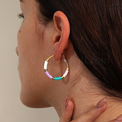 Золотые серьги-кольца из нержавеющей стали 304 с эмалью SQ2543-1