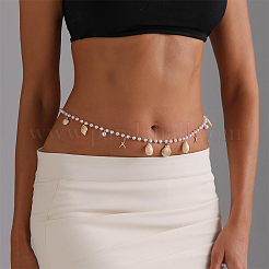 Taillenkette mit Quaste aus Naturmuscheln und Eisen in Form eines Seesterns&nbsp;AJEW-CP0011-35B