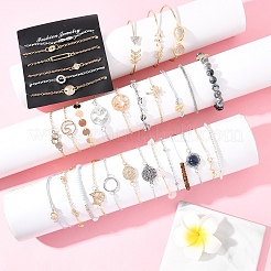 8 комплект из 8-х стилей браслетов из железного сплава для женщин BJEW-FS0001-10