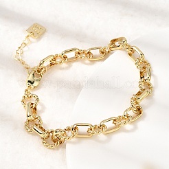 Armbänder aus Messing mit ovalen und gedrehten Ringgliedern für Damen&nbsp;BJEW-F531-06G