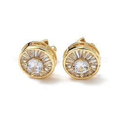 Серьги-клипсы из латунного микро-паве с прозрачными фианитами EJEW-A132-02A-G