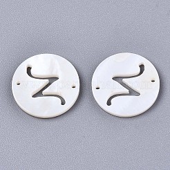 天然淡水シェルリンクコネクター  アルファベット付きフラットラウンド  文字.z  14.5x1.5mm  穴：0.9mm&nbsp;SHEL-S276-120Z