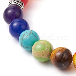 Эластичные браслеты из бисера и натуральных и синтетических драгоценных камней на тему чакры BJEW-JB11283