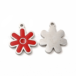 304ステンレススチールチャーム  エナメル  花  ミックスカラー  14x12x1mm  穴：1.2mm&nbsp;STAS-F291-07P