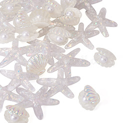 26 шт. 2 стиля УФ-покрытие океанская тематика прозрачные смоляные кабошоны&nbsp;CRES-TA0001-54