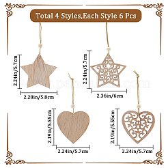 2 комплект из 2 деревянных подвесок в рождественском стиле HJEW-GF0001-39B