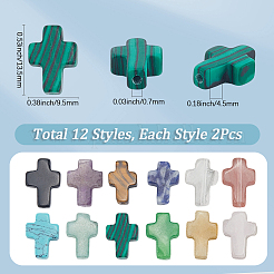 24 Stück 12 Stile natürliche und synthetische gemischte Edelsteinperlen&nbsp;G-SC0003-68