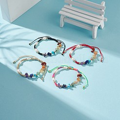 天然石と合成石を混ぜたチップ編みビーズブレスレット  男性女性のための真鍮の天然養殖淡水真珠ビーズのブレスレット  ミックスカラー  内径：2-1/4~3-5/8インチ（5.6~9.2cm）&nbsp;BJEW-JB08719