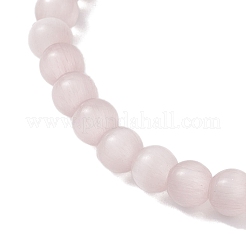 Браслеты из круглых бусин ручной работы с эффектом кошачьего глаза и сглаза для женщин BJEW-JB12289-02