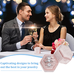 Шестиугольные бархатные коробки для колец с 3 слотом AJEW-WH0471-26B