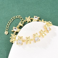 Браслеты-цепочки с микропаве из кубических цирконий из латуни для женщин&nbsp;BJEW-K248-05G