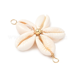 Натуральные смешанные подвески-коннекторы из ракушек каури&nbsp;PALLOY-JF03858-02