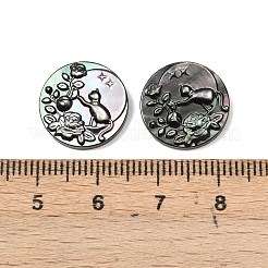 Натуральная черная ракушка для губ с резными кабошонами SSHEL-B006-01B-C